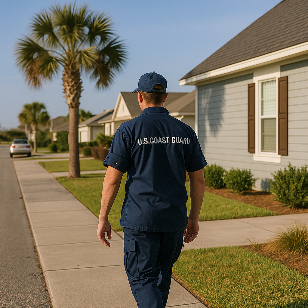 navy-housing-jacksonville-government-shutdown.jpg U.S. Coast Guard member walking through a Jacksonville waterfront neighborhood during a government shutdown