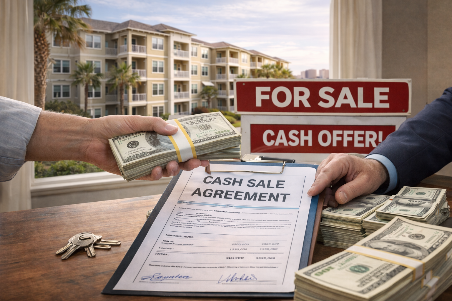 Cash sale closing for a multifamily property in Florida